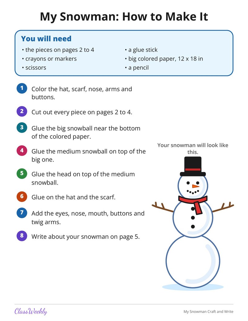 My Snowman Craft and Write - Page 2