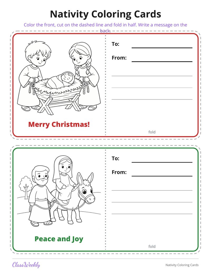 Nativity Coloring Cards - Page 2