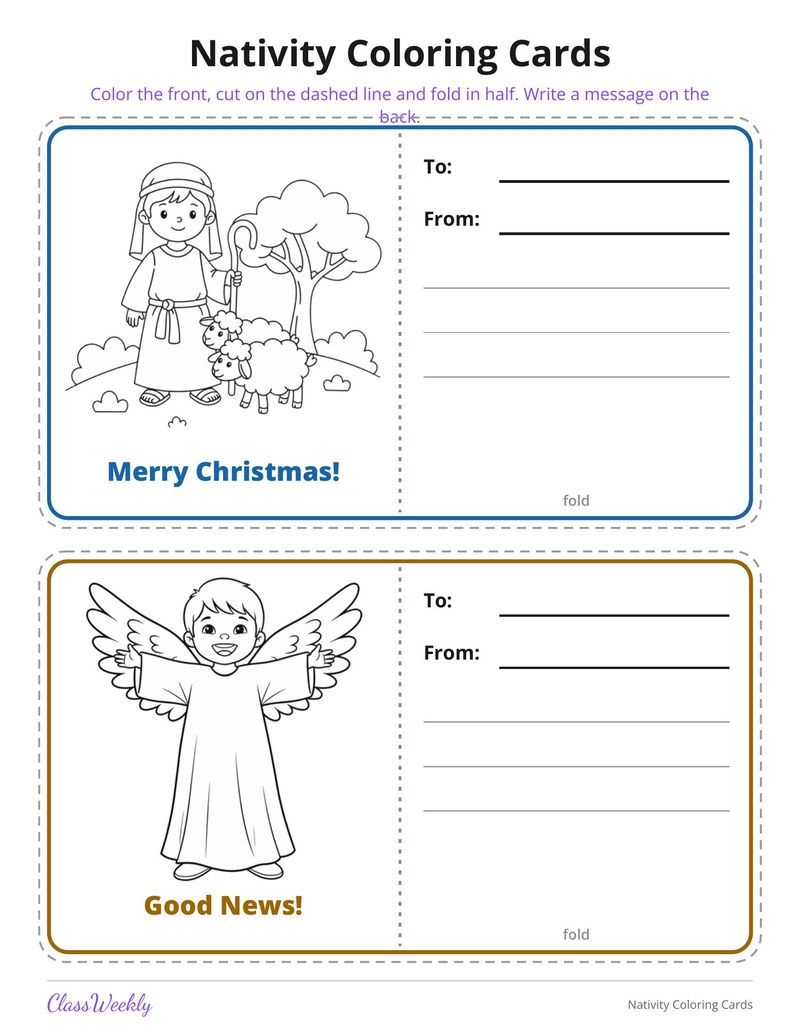 Nativity Coloring Cards - Page 3