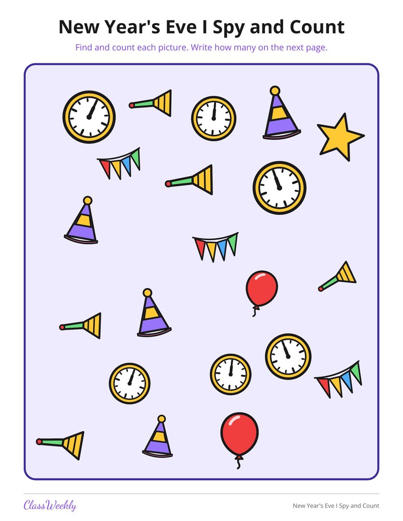 New Year's Eve I Spy and Count - Page 1