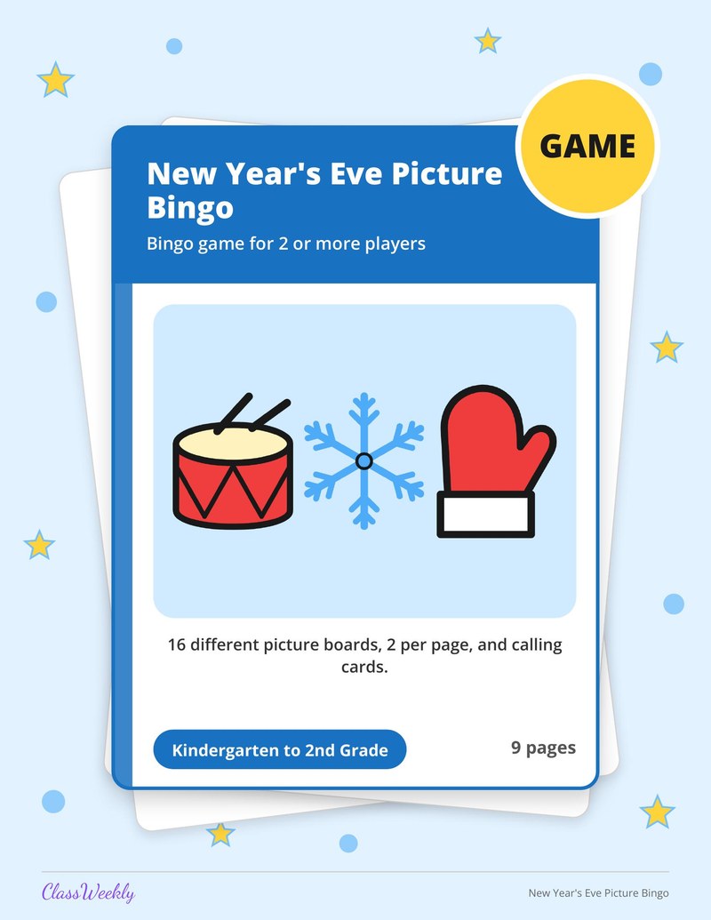 New Year's Eve Picture Bingo - Page 1