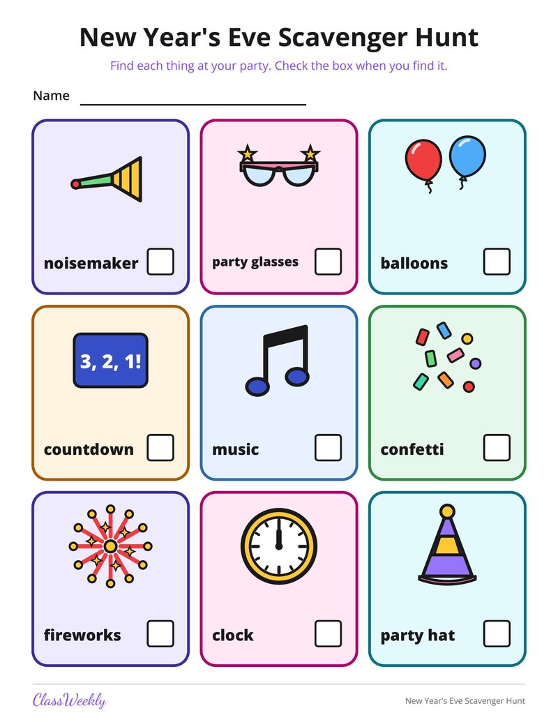 New Year's Eve Scavenger Hunt