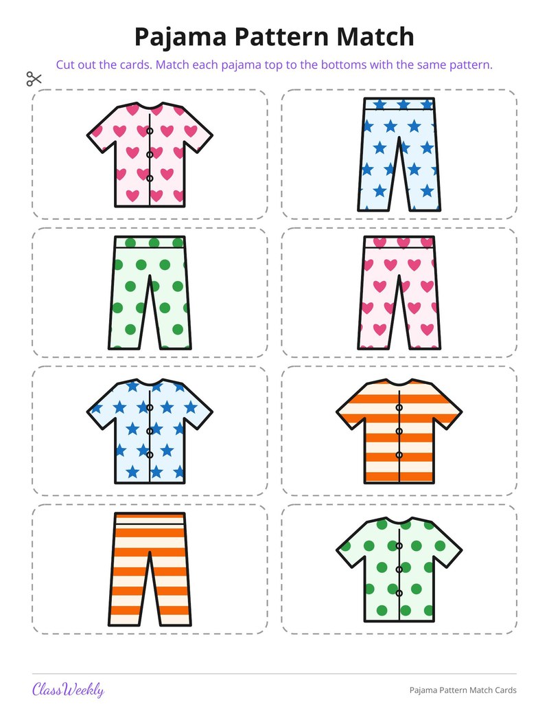 Pajama Pattern Match Cards - Page 2
