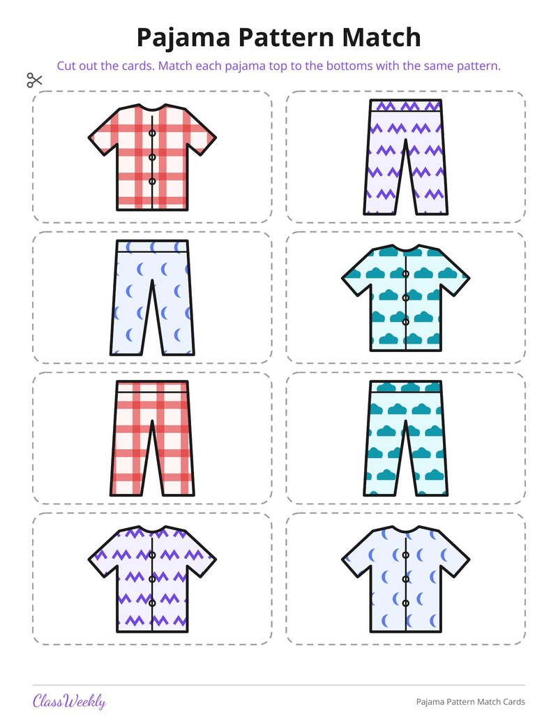 Pajama Pattern Match Cards - Page 3