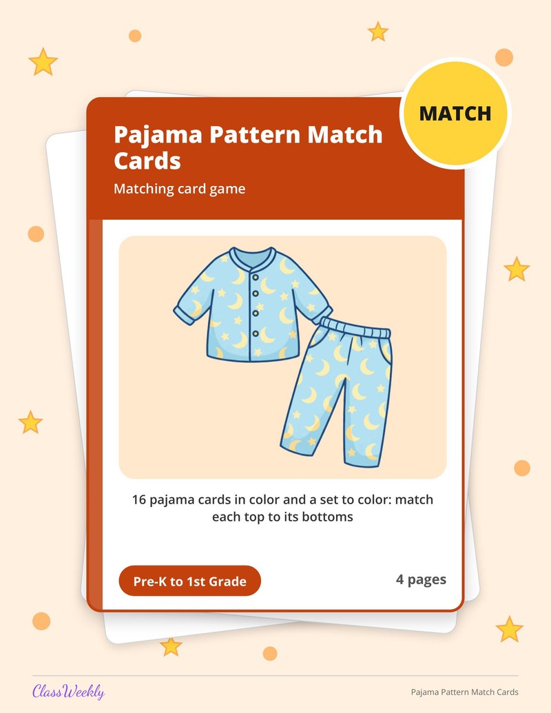 Pajama Pattern Match Cards - Page 1