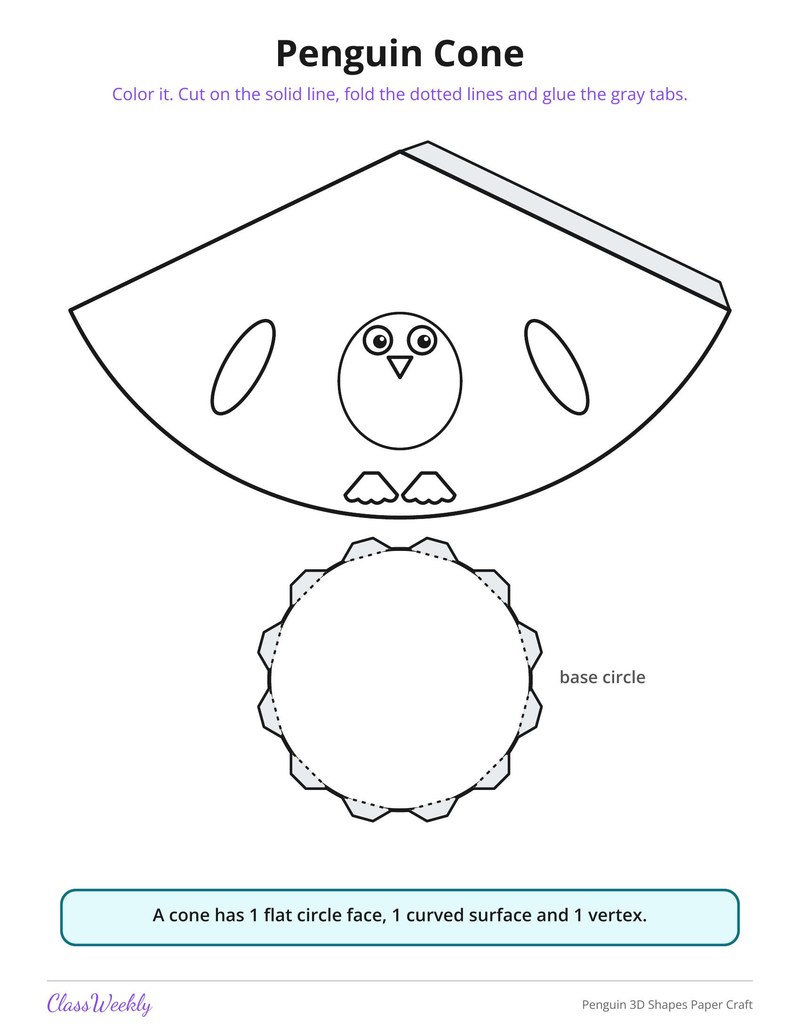 Penguin 3D Shapes Paper Craft - Page 2