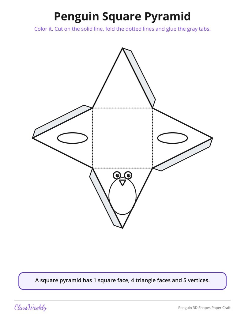 Penguin 3D Shapes Paper Craft - Page 4