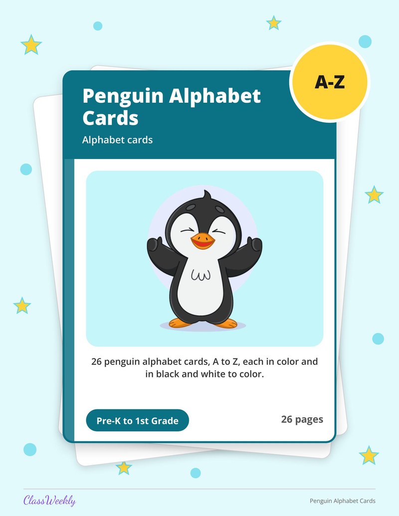 Penguin Alphabet Cards - Page 1