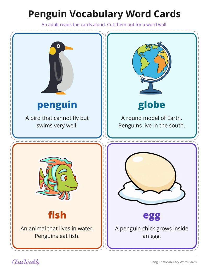 Penguin Vocabulary Word Cards - Page 2