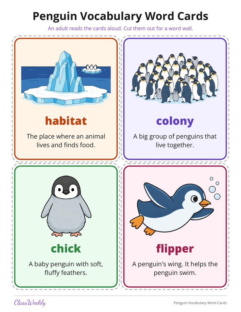 Penguin Vocabulary Word Cards - Page 4