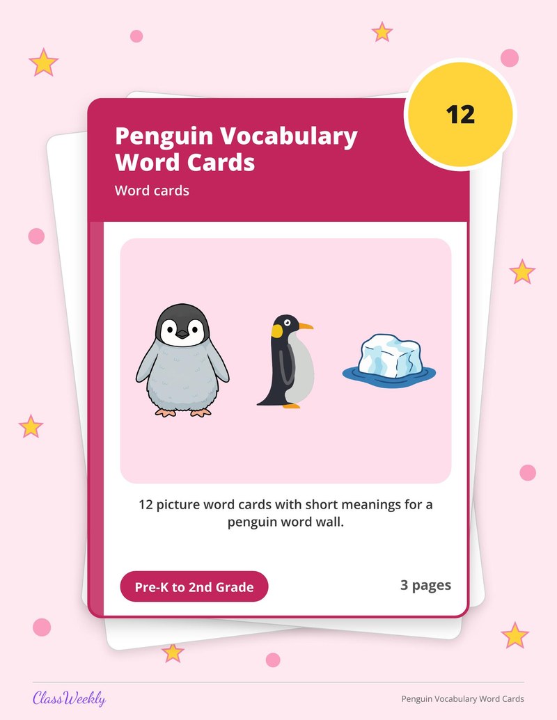 Penguin Vocabulary Word Cards - Page 1
