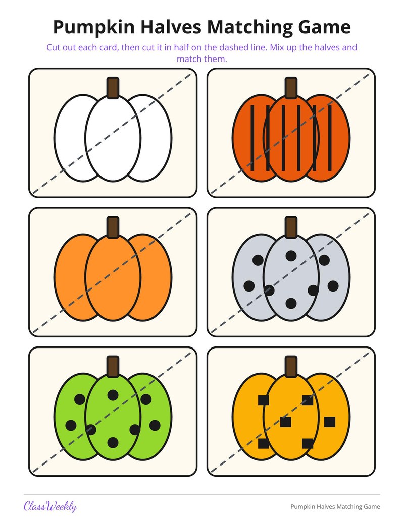 Pumpkin Halves Matching Game - Page 2