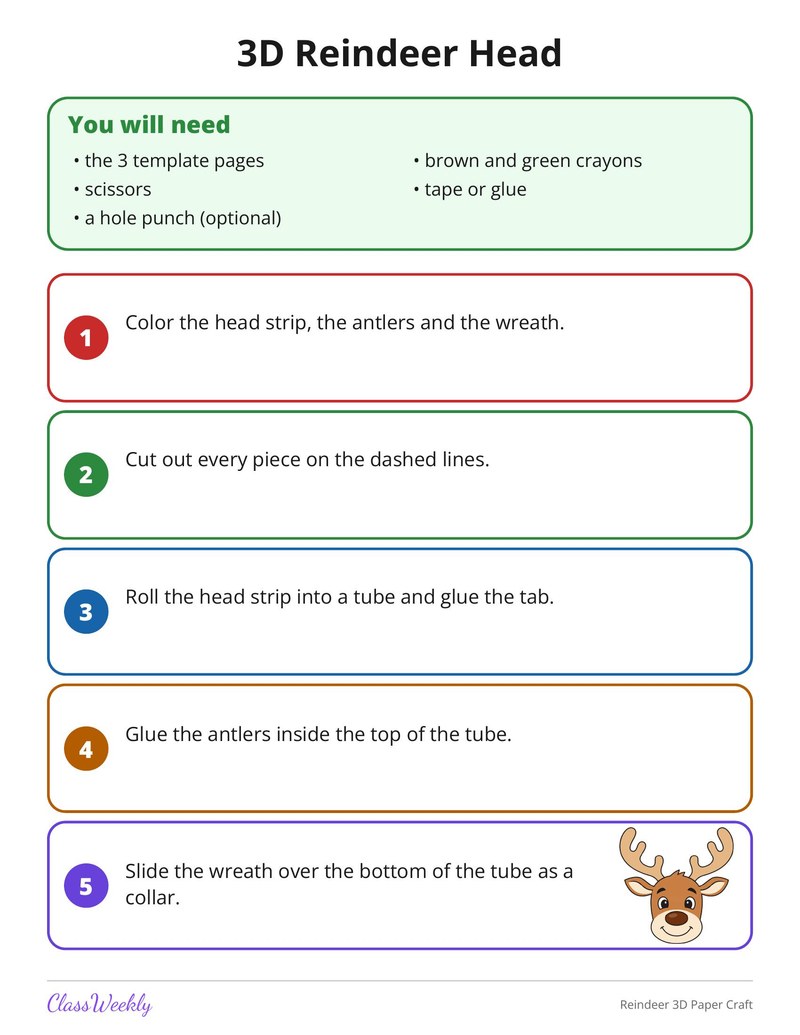 Reindeer 3D Paper Craft - Page 2