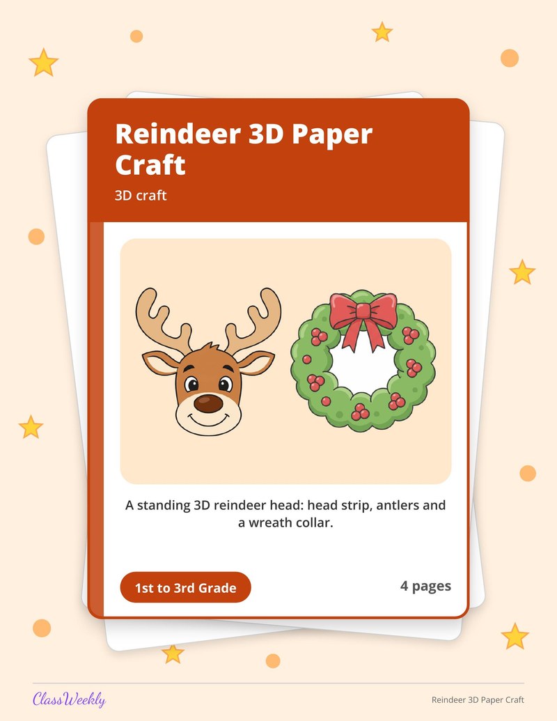 Reindeer 3D Paper Craft - Page 1