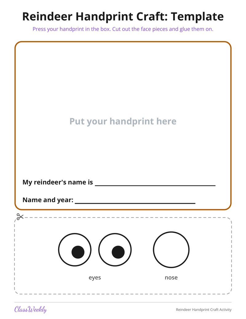 Reindeer Handprint Craft Activity - Page 2