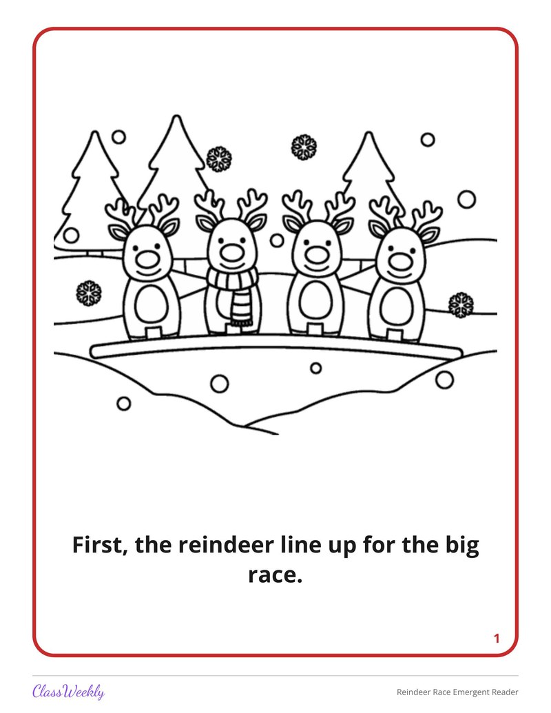 Reindeer Race Emergent Reader - Page 2