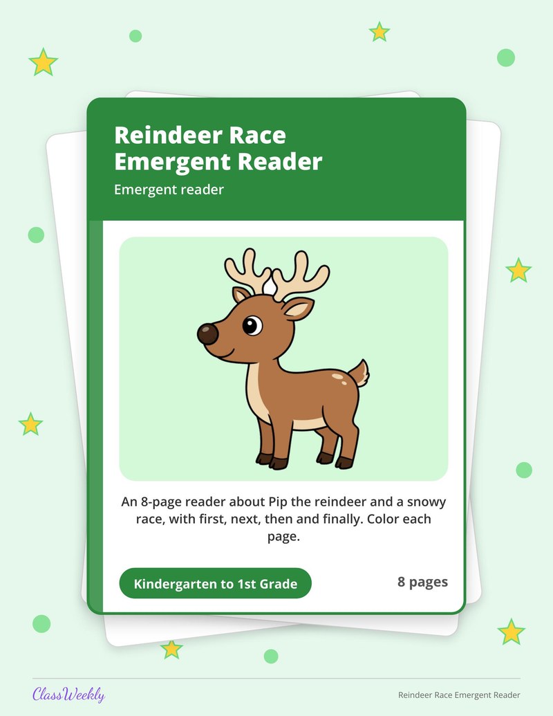 Reindeer Race Emergent Reader - Page 1