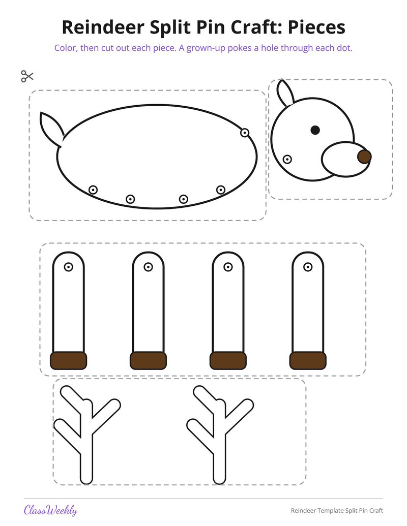 Reindeer Template Split Pin Craft - Page 2