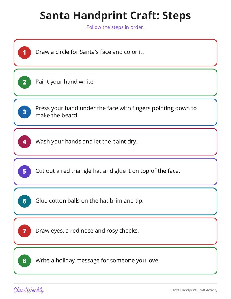 Santa Handprint Craft Activity - Page 2