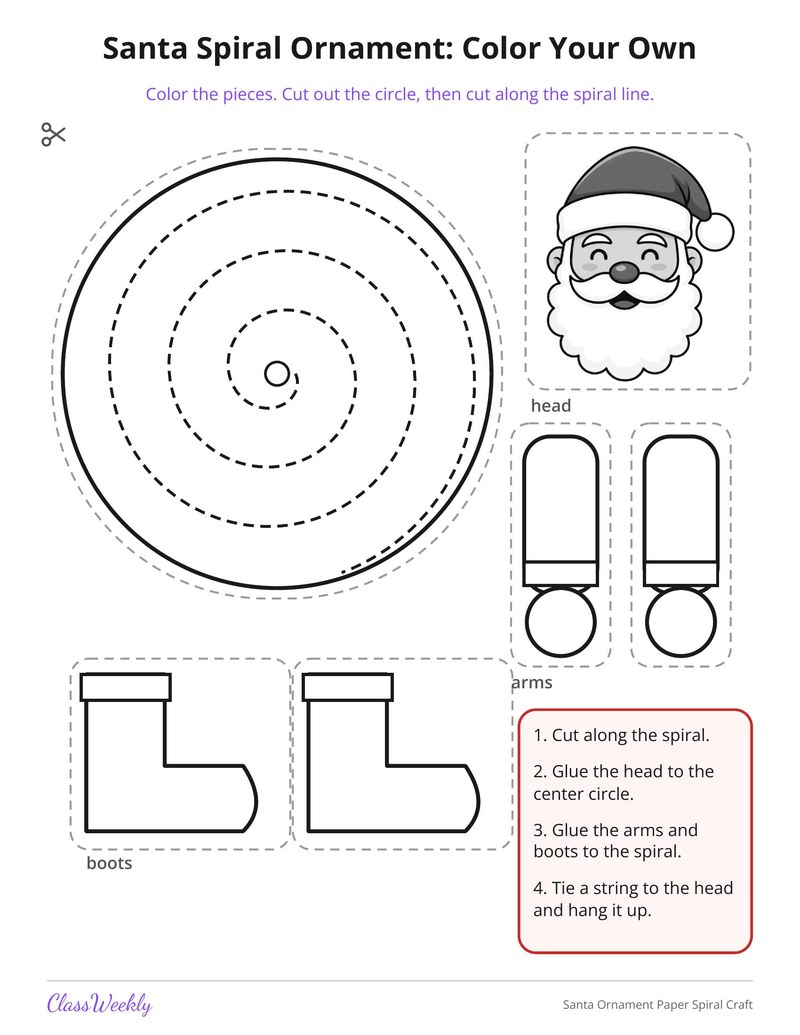 Santa Ornament Paper Spiral Craft - Page 2