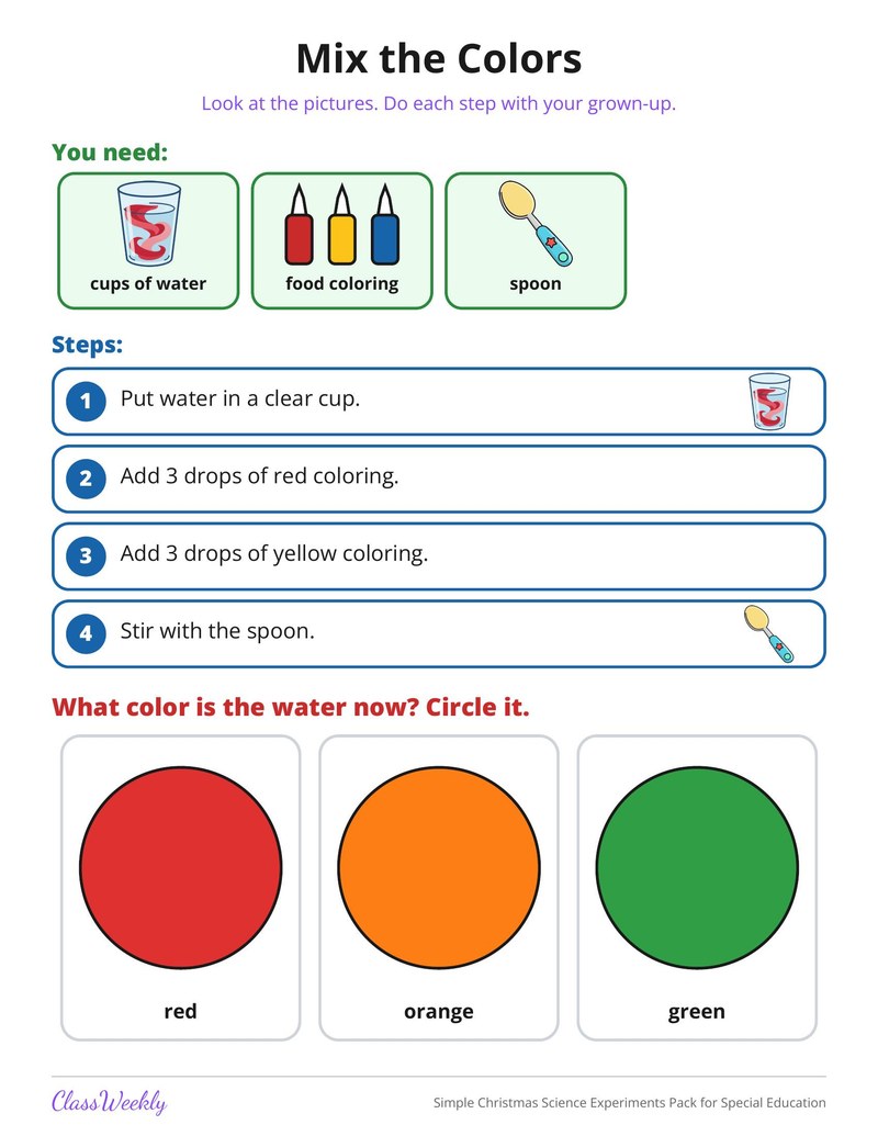 Simple Christmas Science Experiments Pack for Special Education - Page 3