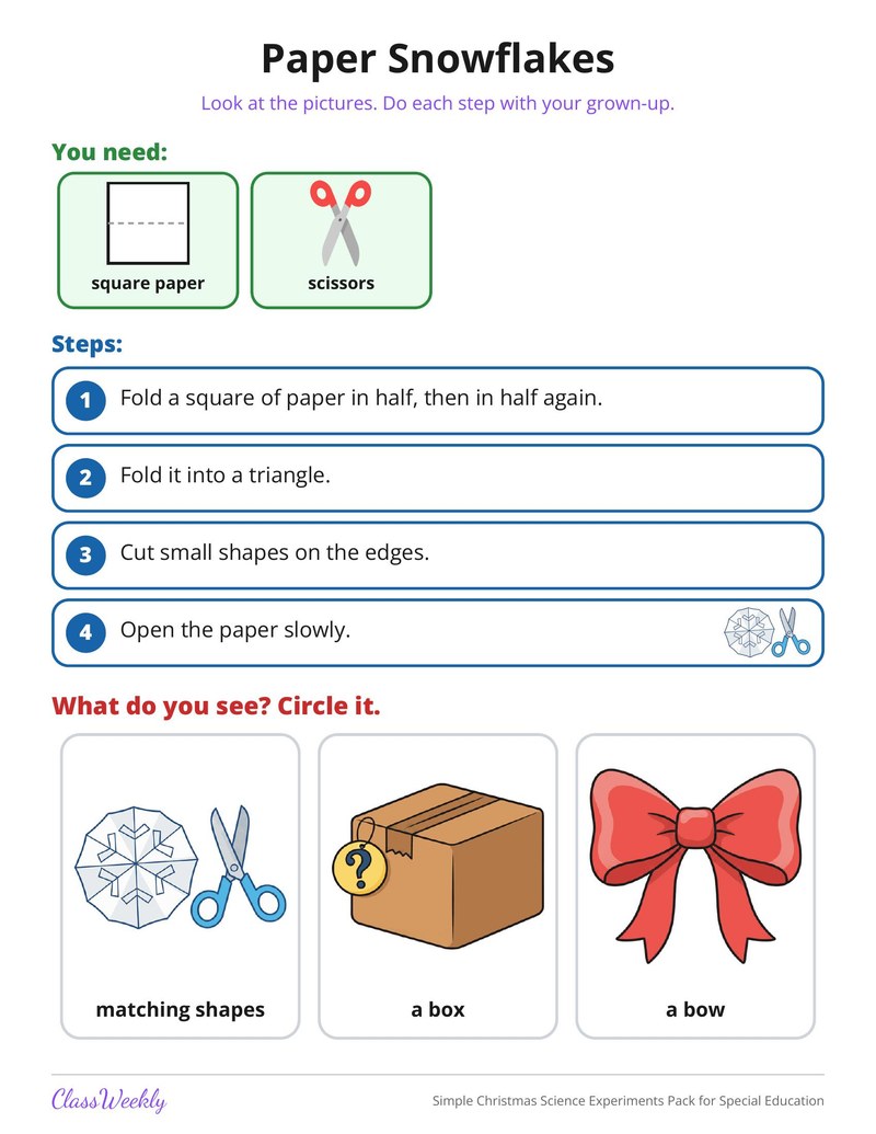 Simple Christmas Science Experiments Pack for Special Education - Page 4