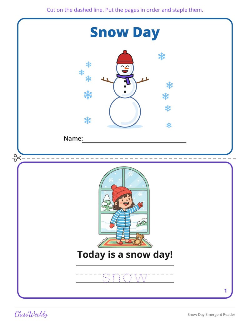 Snow Day Emergent Reader - Page 2