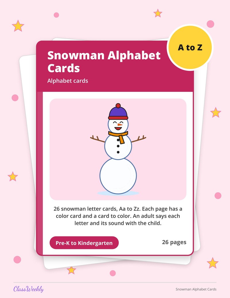 Snowman Alphabet Cards - Page 1