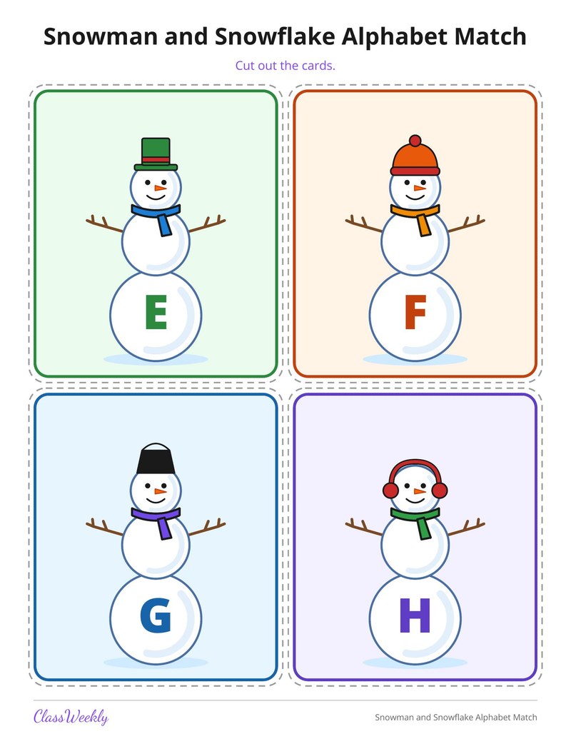 Snowman and Snowflake Alphabet Match - Page 3