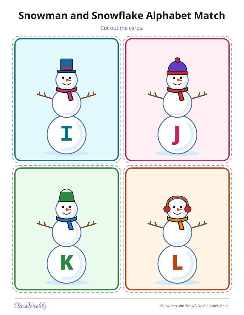 Snowman and Snowflake Alphabet Match - Page 4