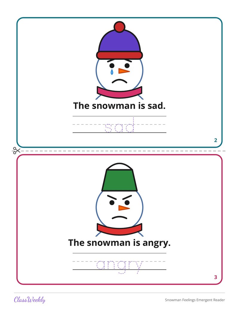 Snowman Feelings Emergent Reader - Page 3