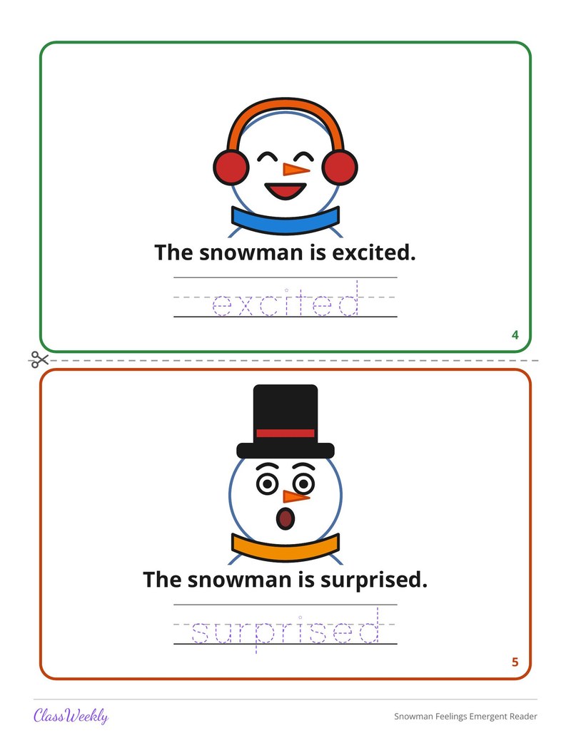 Snowman Feelings Emergent Reader - Page 4