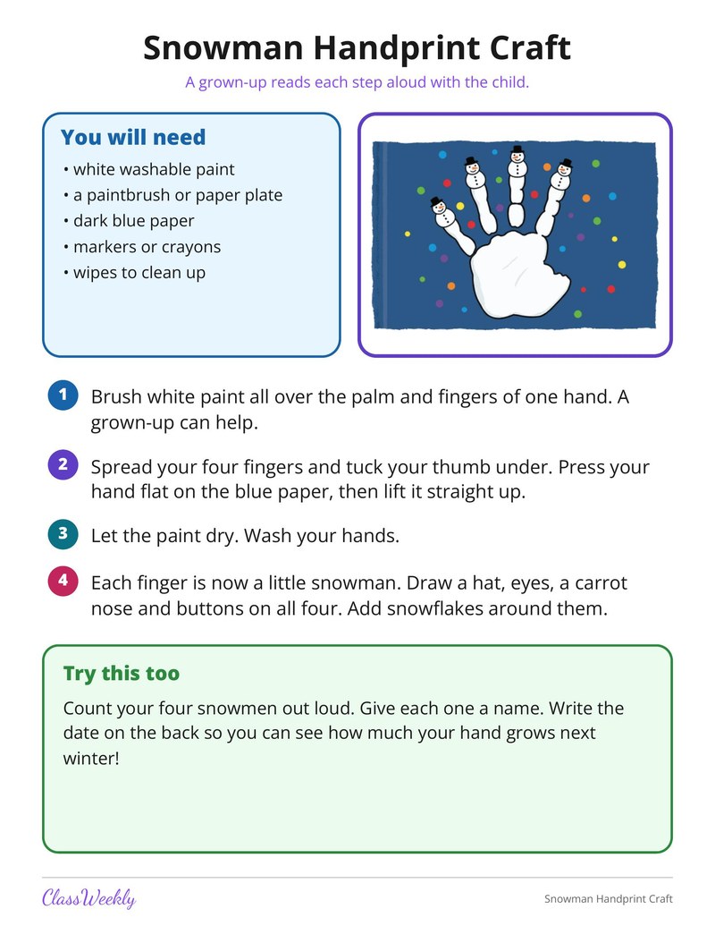 Snowman Handprint Craft
