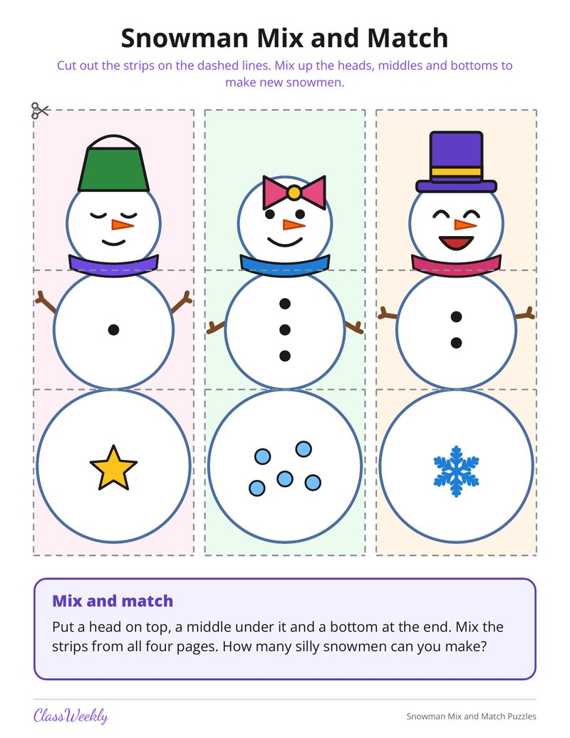 Snowman Mix and Match Puzzles - Page 3