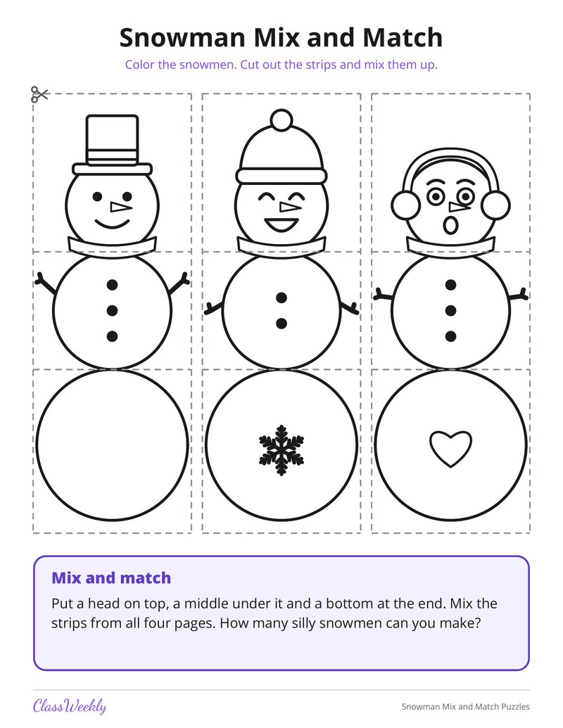 Snowman Mix and Match Puzzles - Page 4