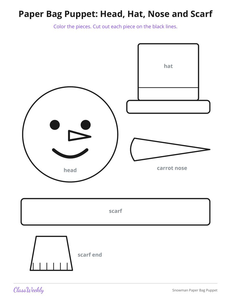 Snowman Paper Bag Puppet - Page 3