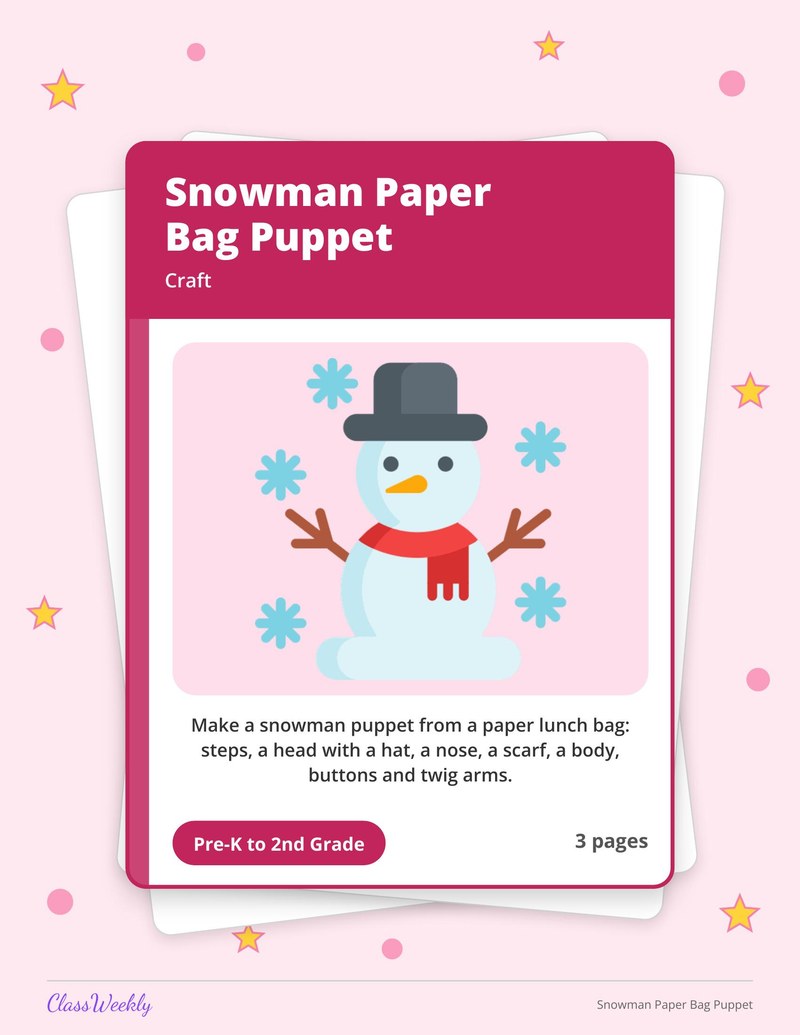 Snowman Paper Bag Puppet - Page 1