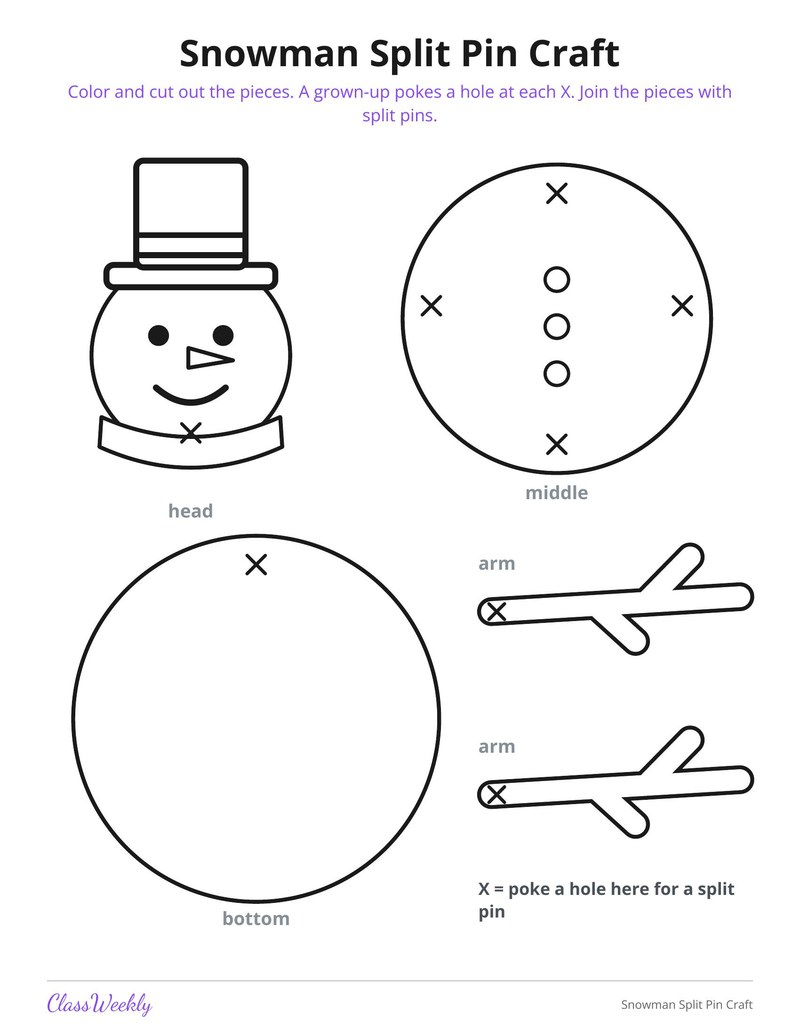 Snowman Split Pin Craft