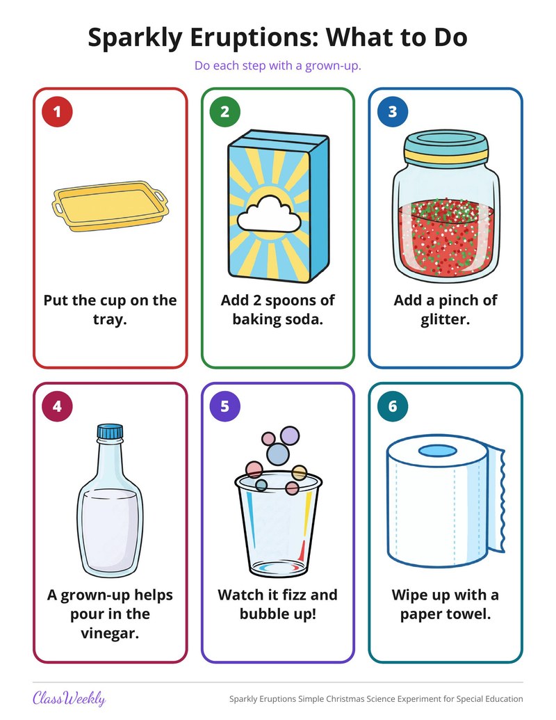 Sparkly Eruptions Simple Christmas Science Experiment for Special Education - Page 3