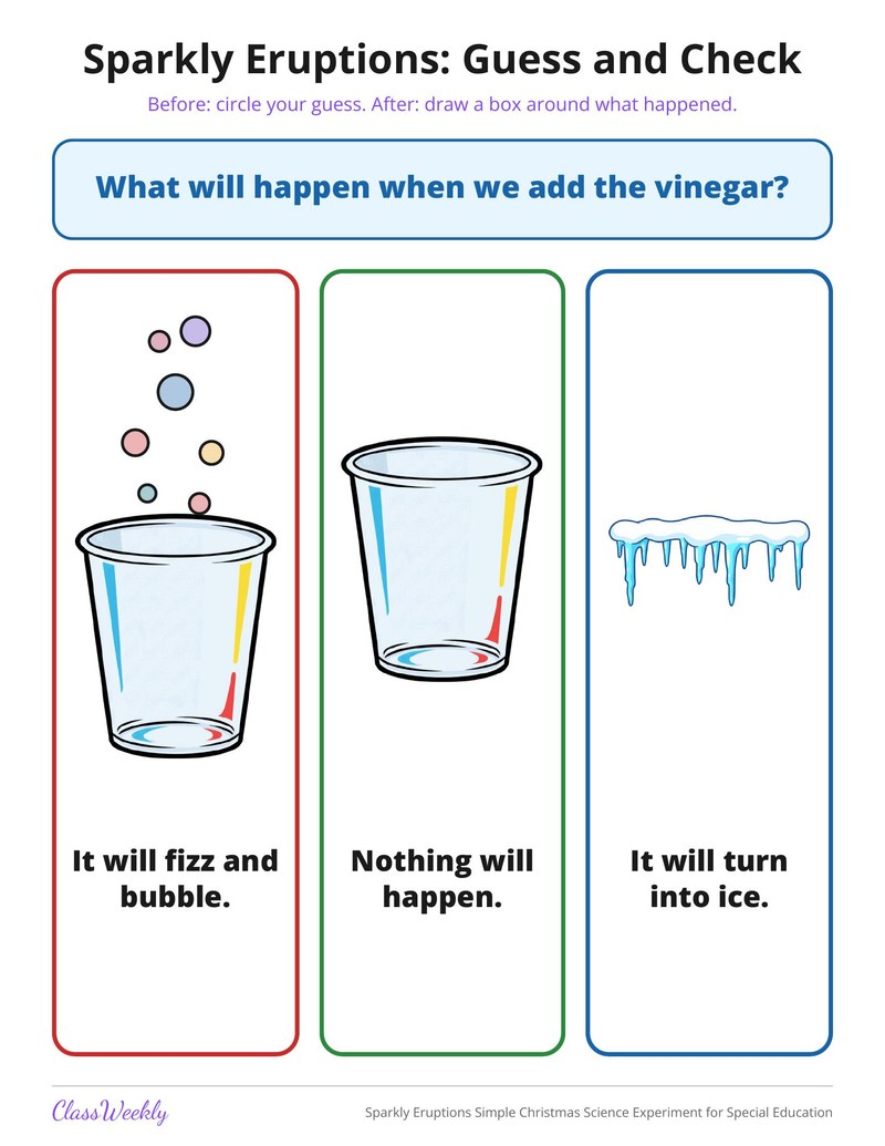 Sparkly Eruptions Simple Christmas Science Experiment for Special Education - Page 4