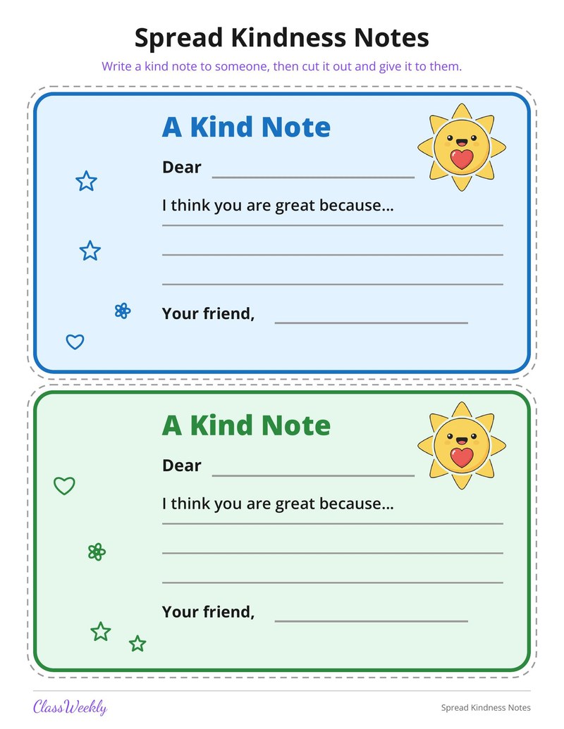 Spread Kindness Notes - Page 1