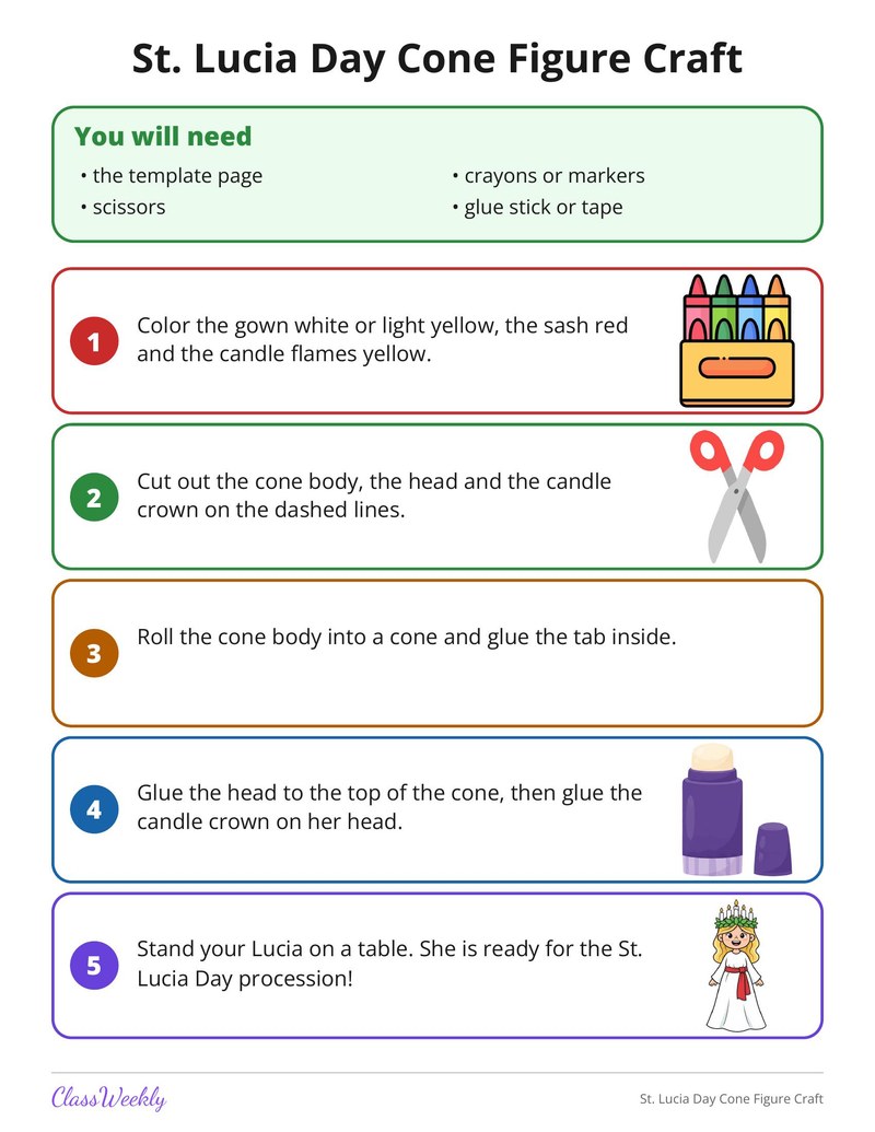 St. Lucia Day Cone Figure Craft - Page 1