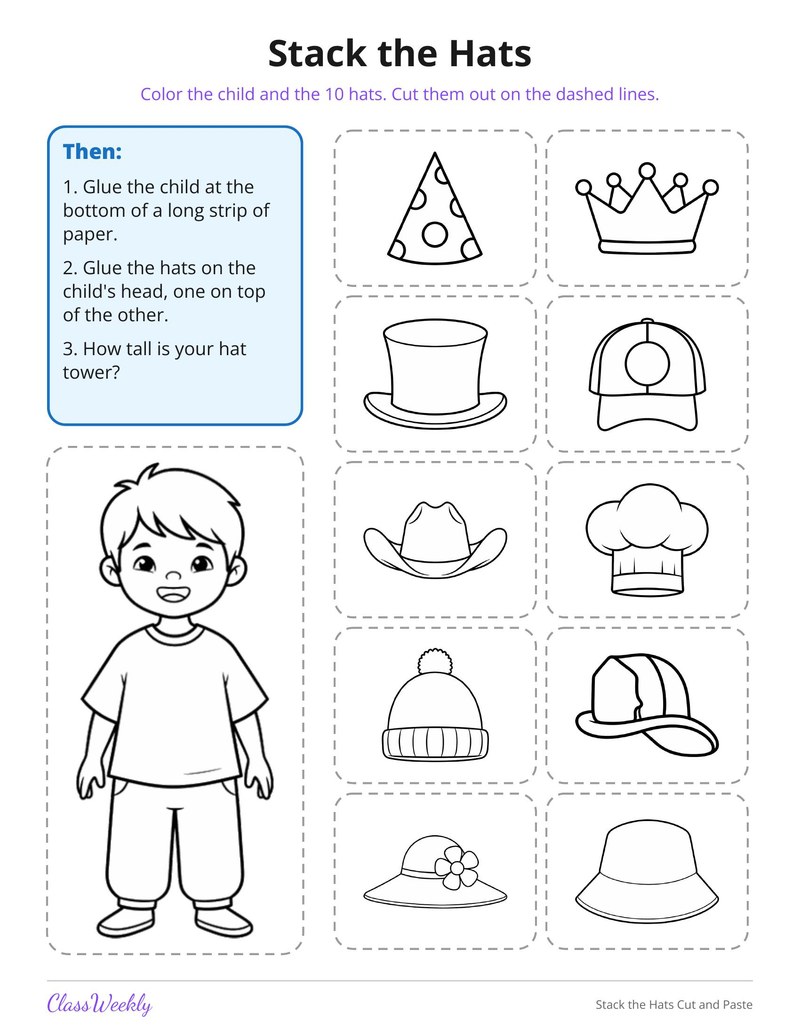 Stack the Hats Cut and Paste