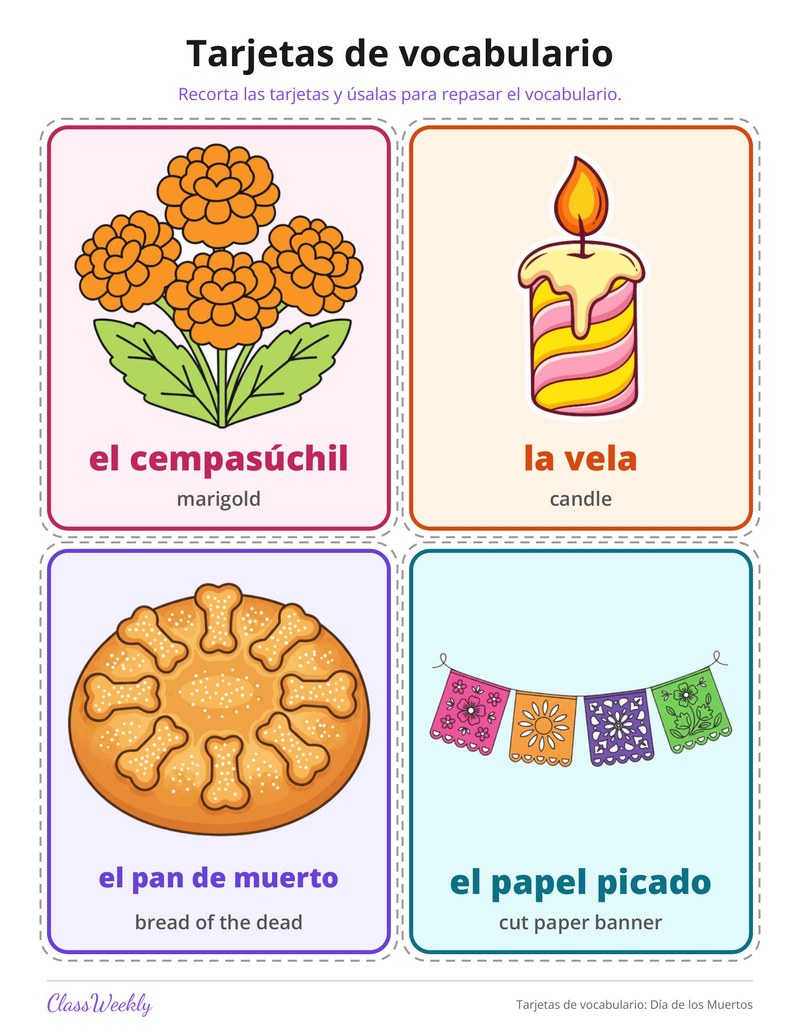 Tarjetas de vocabulario: Día de los Muertos