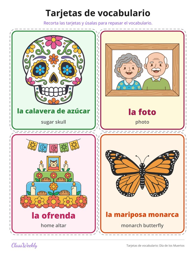 Tarjetas de vocabulario: Día de los Muertos