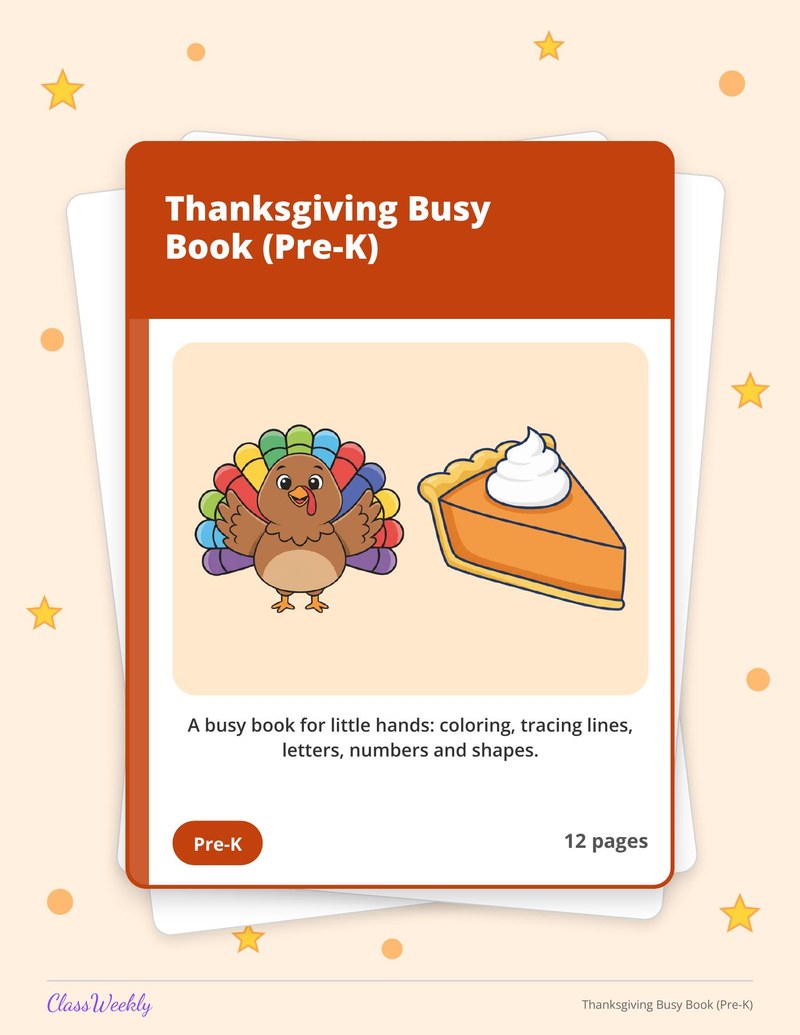 Thanksgiving Busy Book (Pre-K) - Page 1