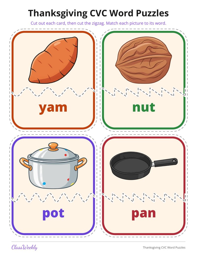 Thanksgiving CVC Word Puzzles - Page 2