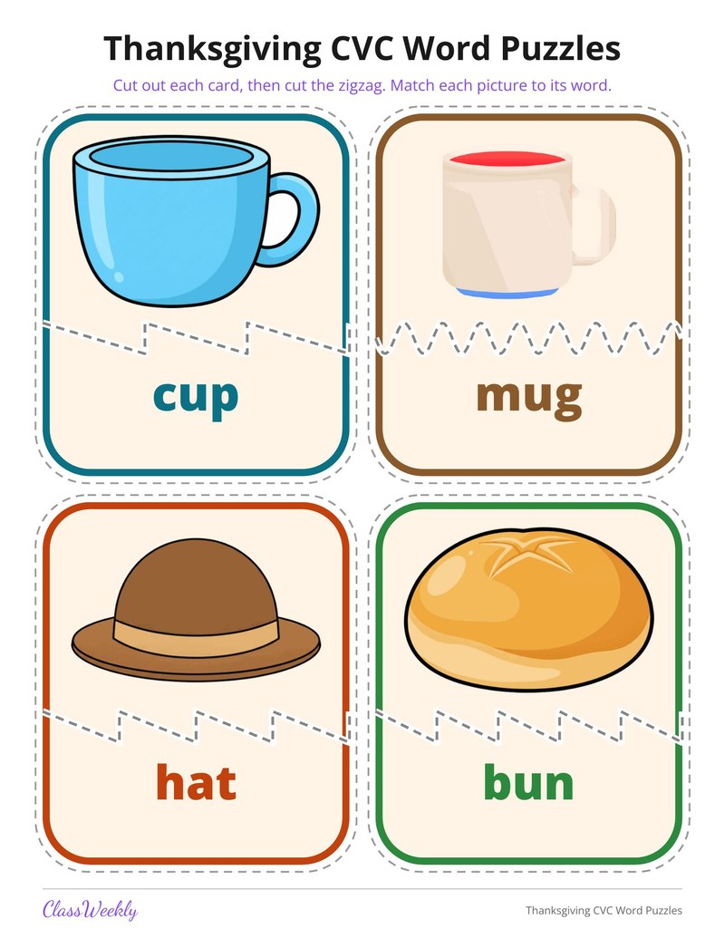 Thanksgiving CVC Word Puzzles - Page 3