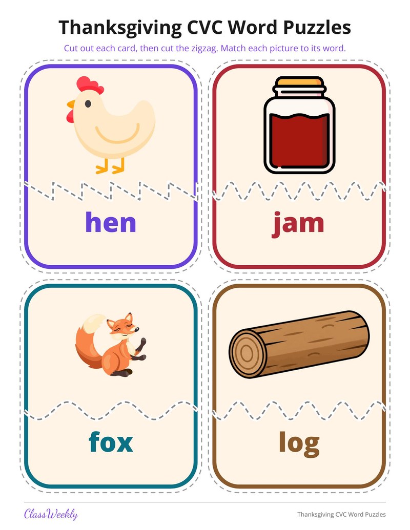 Thanksgiving CVC Word Puzzles - Page 4