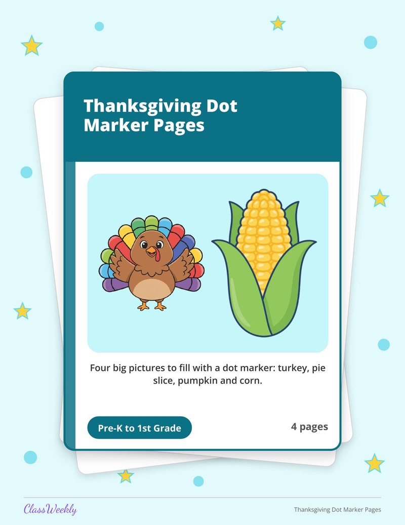 Thanksgiving Dot Marker Pages - Page 1